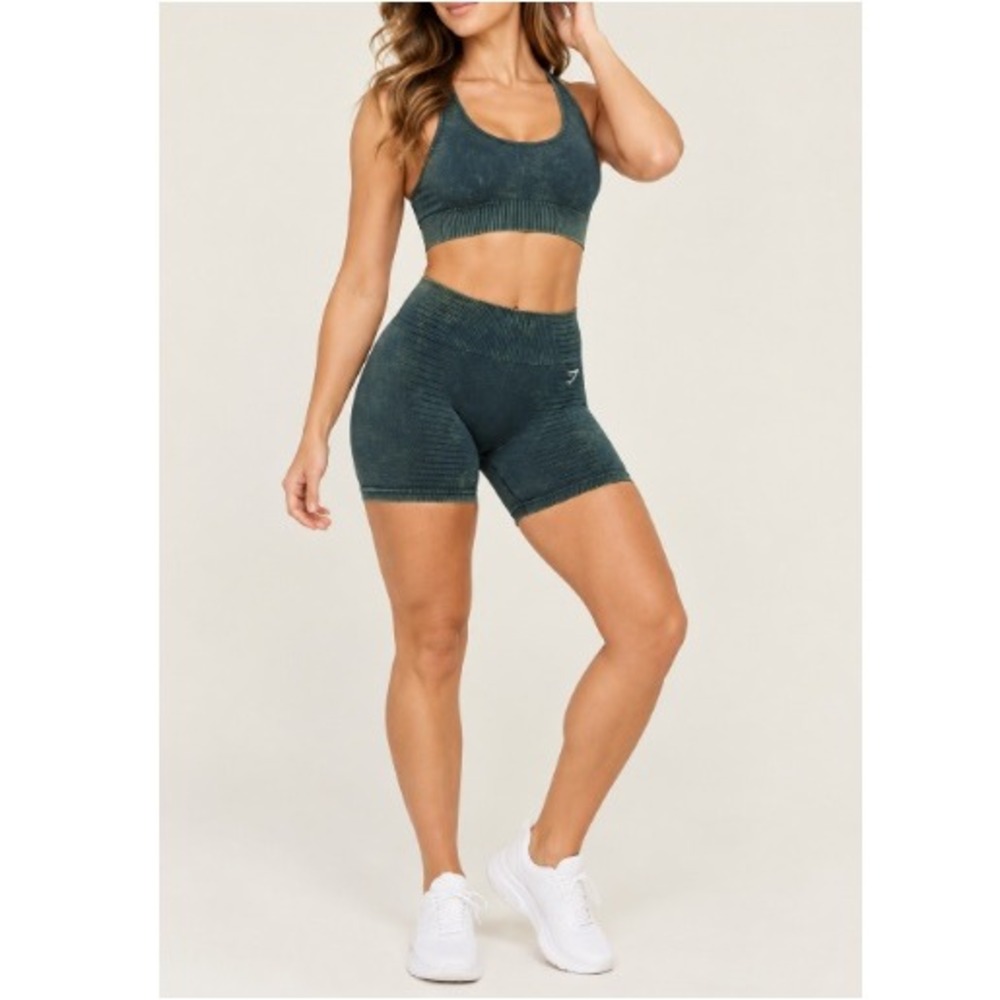 Gymshark Women's Deep Petrol Blue Wash Steel Seamless Shorts Size L NWT
